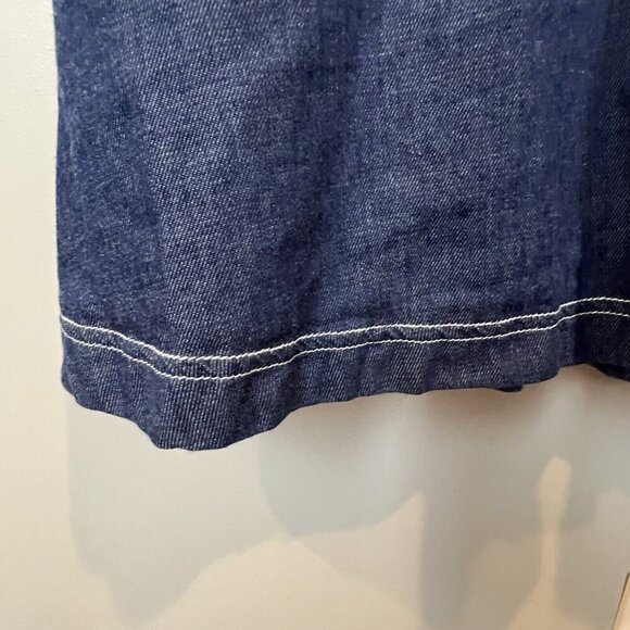 Chetta B Denim Midi Dress Snap Front Size 14 Peter Noviello Padded Shoulders - Picture 6 of 7